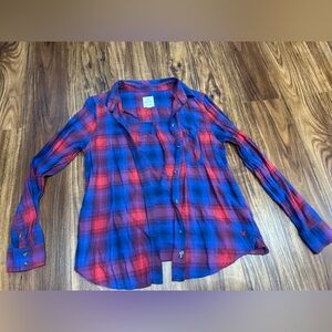 American Eagle Outfitters Red and Blue Plaid Shirt
